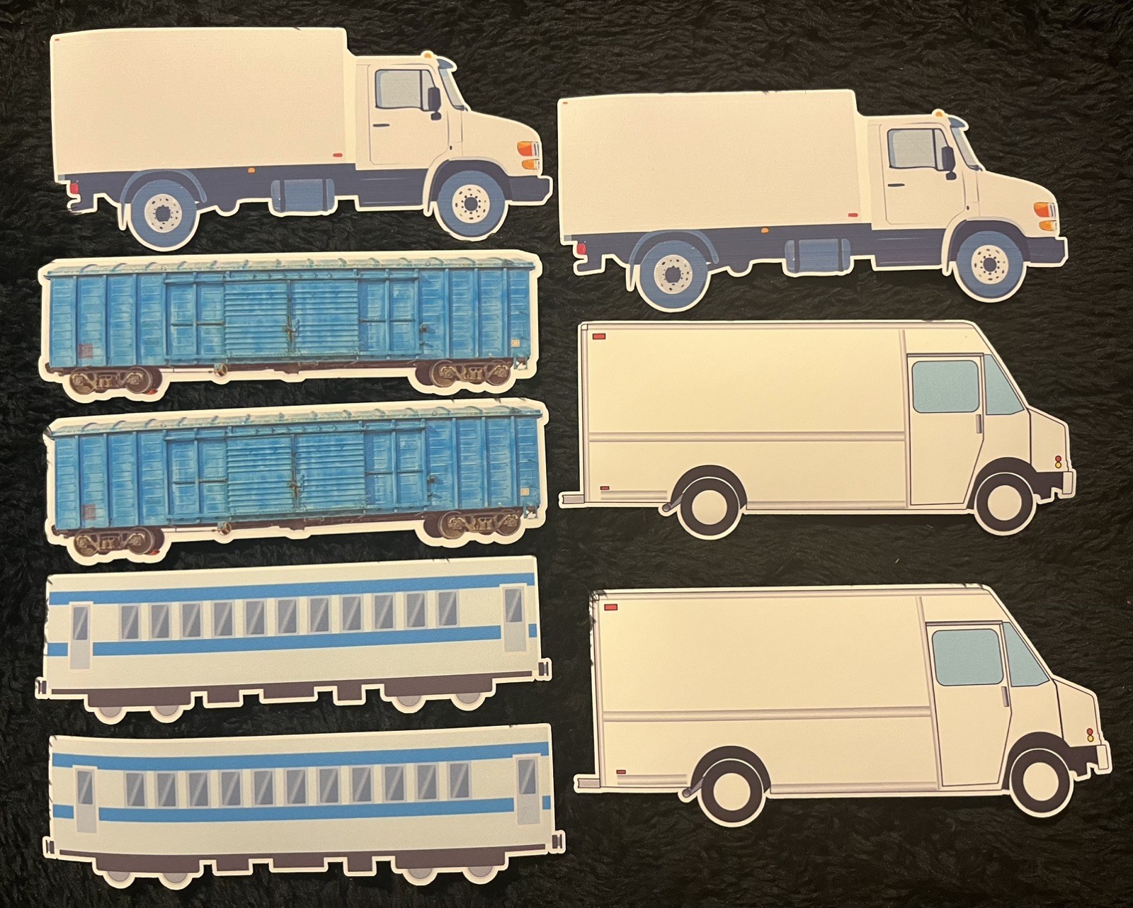 Blank Graffiti Stickers -Vinyl 8 Pack XL - Trains Trucks 