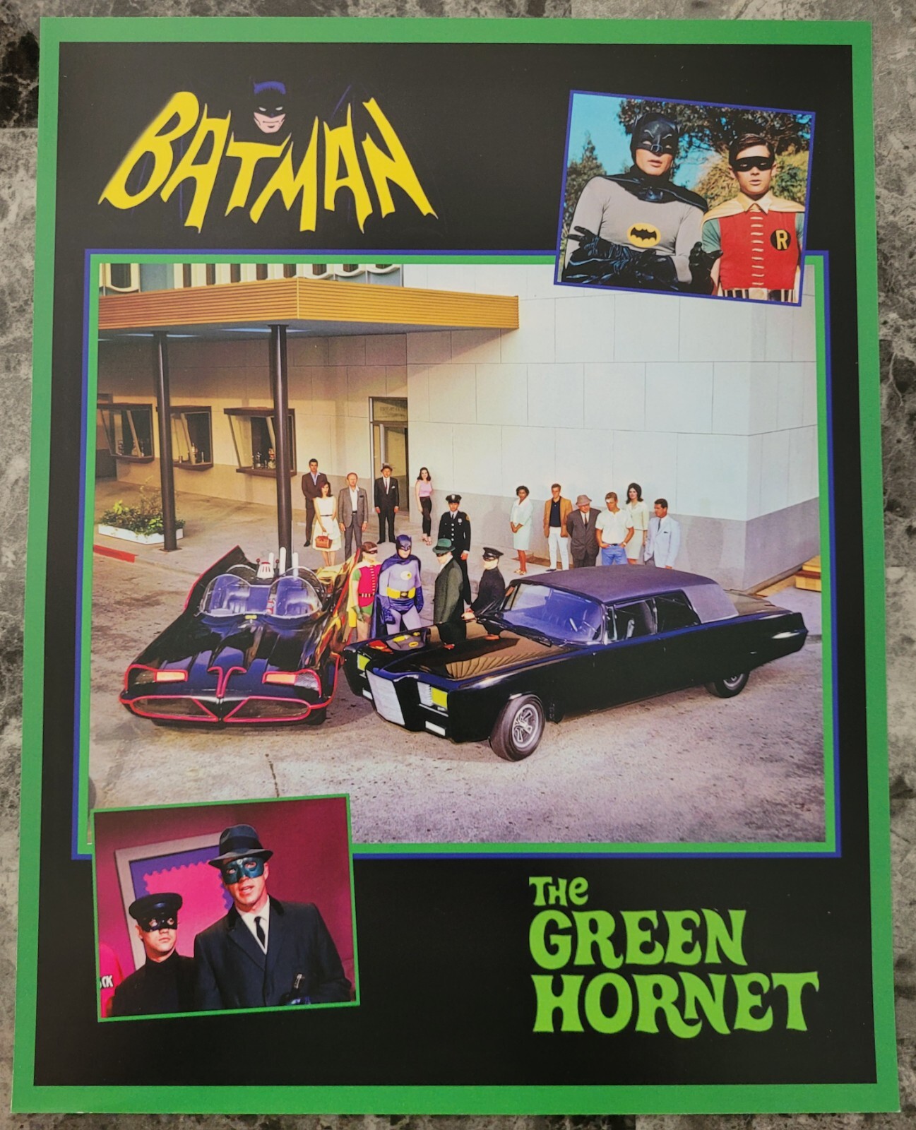 Green Hornet Vs Batman 66 Batmobile Black Beauty Comic Con Promo Poster