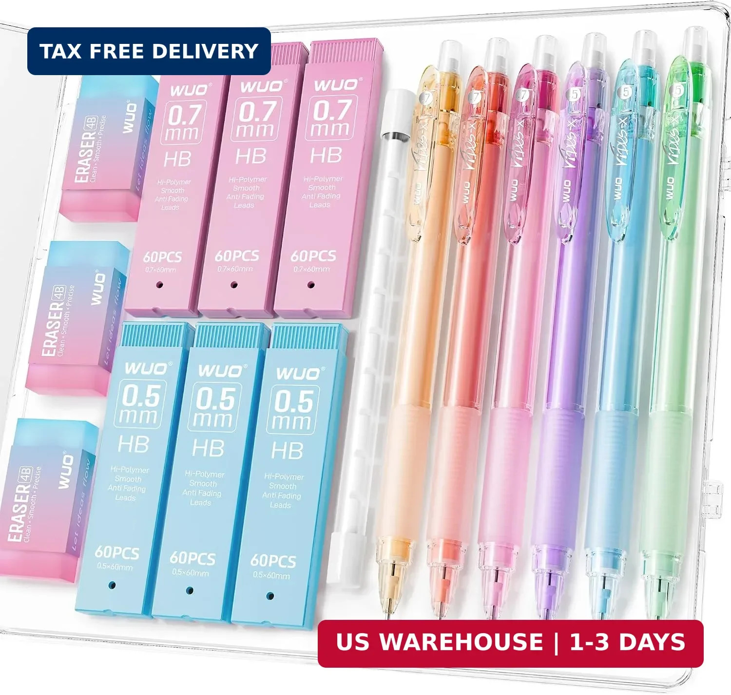 Cute Mechanical Pencil Set with Case, 6-Pack 0.5/0.7mm Cute Mechanical Pencil Set with Case, 6-Pack 0.5/0.7mm
