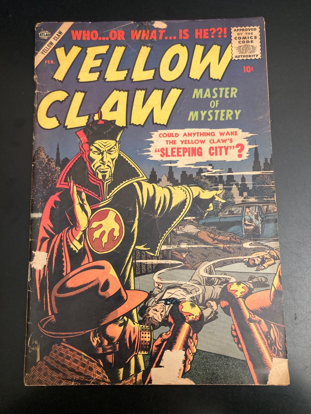 *HTF Atlas Horror* YELLOW CLAW #3 (1957) Scarce Early Silver Age Kirby