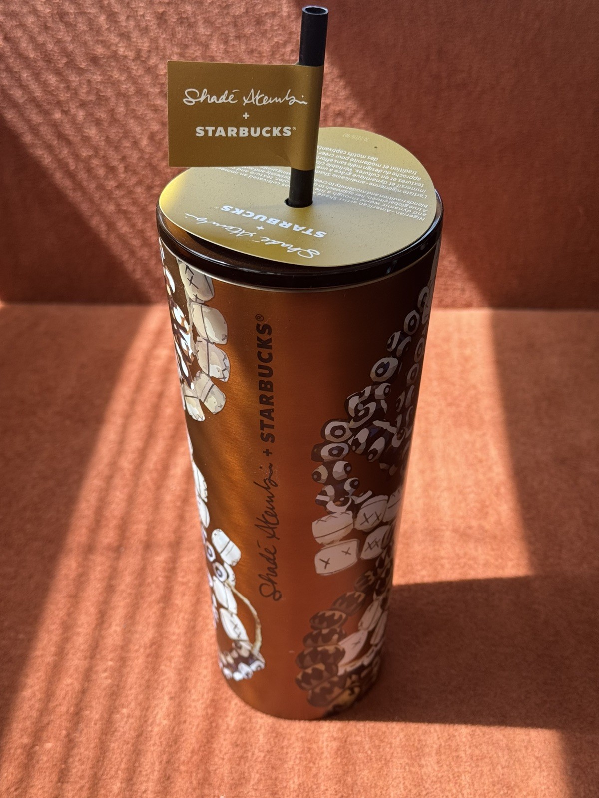 Starbucks X Shade Akanbi Bronze African Bead Stainless Tumbler 24oz New