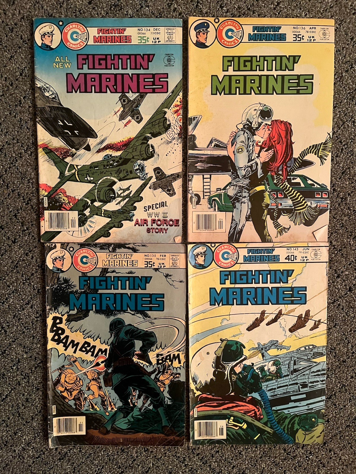 VTG Lot Of 4 Charlton Comic Books From The 70 Fighting Marines