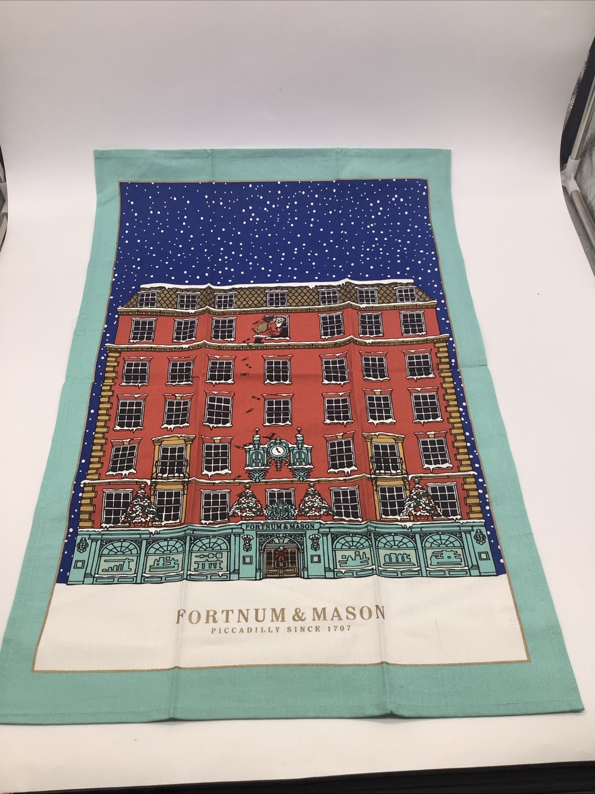Fortnum and Mason Christmas Cotton Tea Towel 19x29 Inches Rare