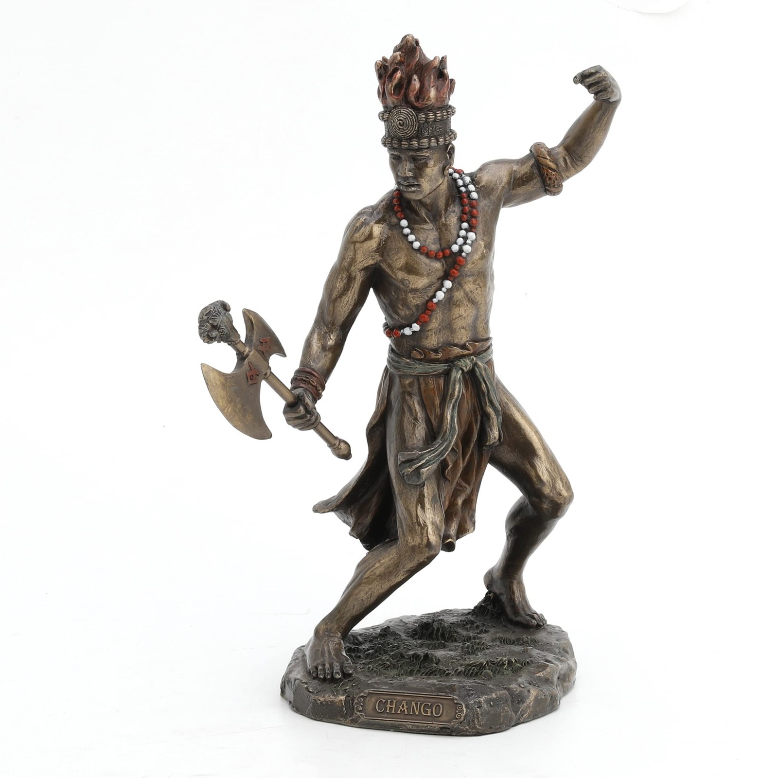 African God of Lightning and War Chango Shango Statue Voodoo Santeria, Bronze
