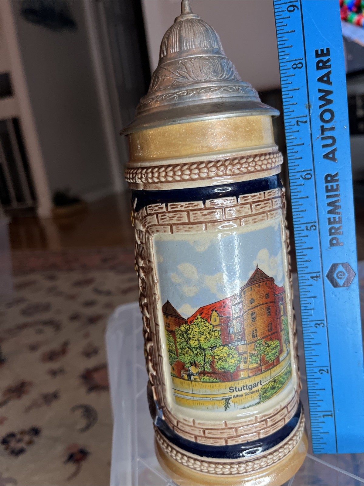 Vintage GERZ West Germany Stuttgart Altes Schloss 11” Lidded Beer Stein #5