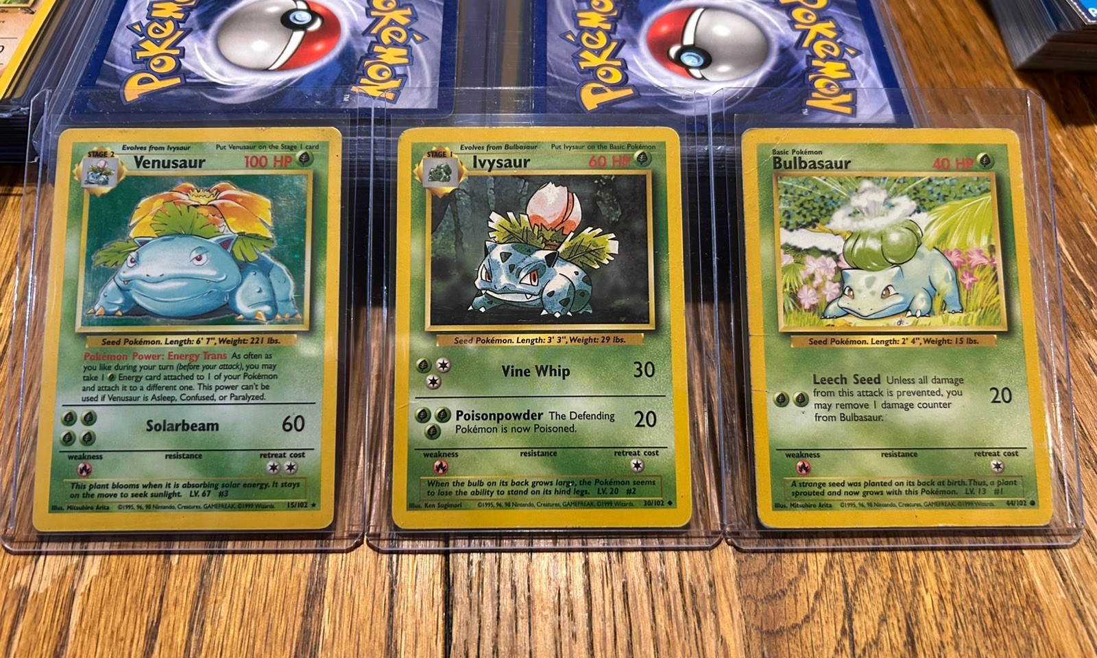 Pokemon Base Set Venusaur, Ivysaur, Bulbasaur Evolution Lot 1999 Unlimited MP