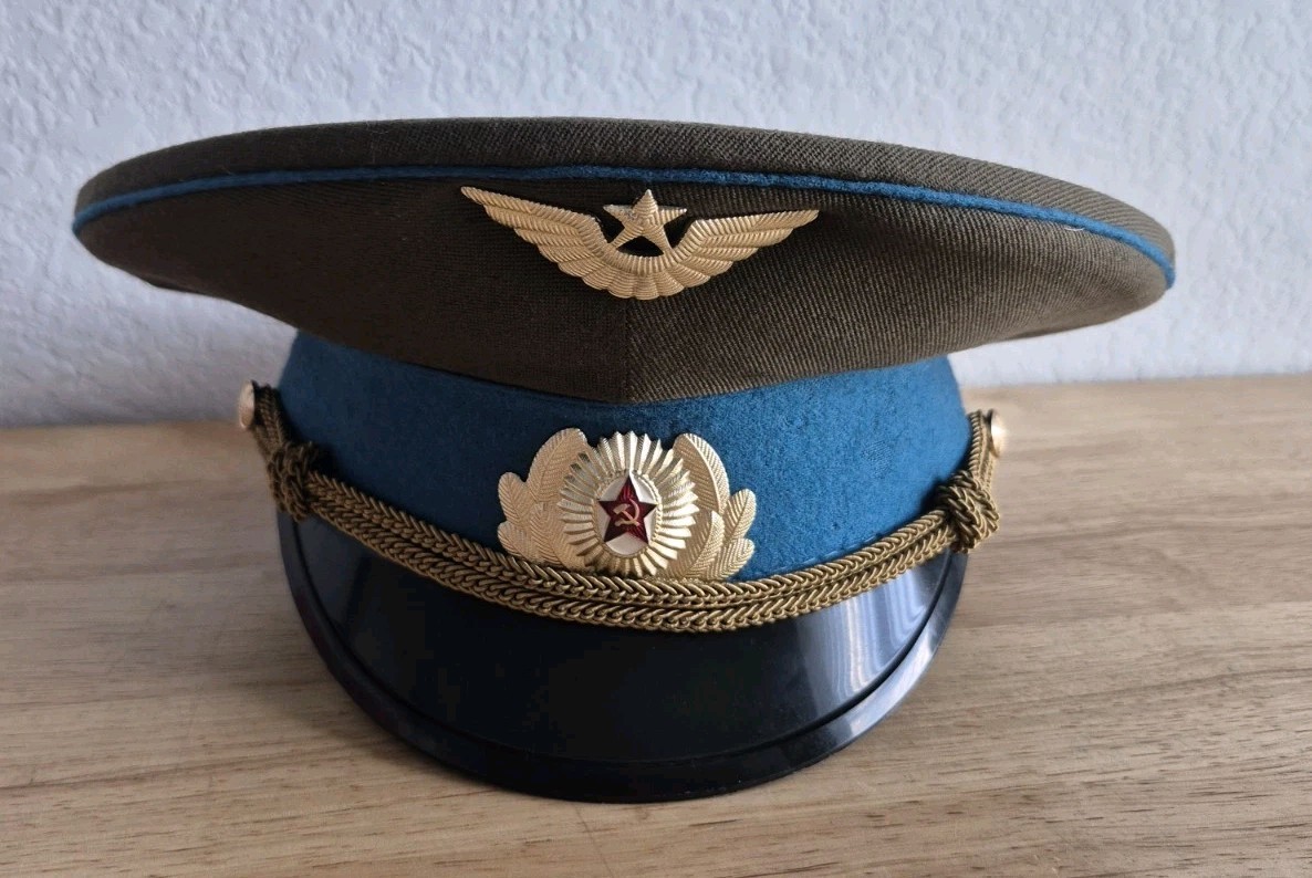 Vintage Soviet USSR Original Air Force Aviation Cap Officer Hat Military Size 56