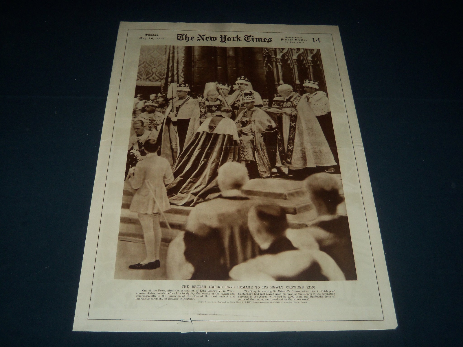 1937 MAY 16 NEW YORK TIMES PICTURE SECTION - NEWLY CROWNED KING - NT 7362