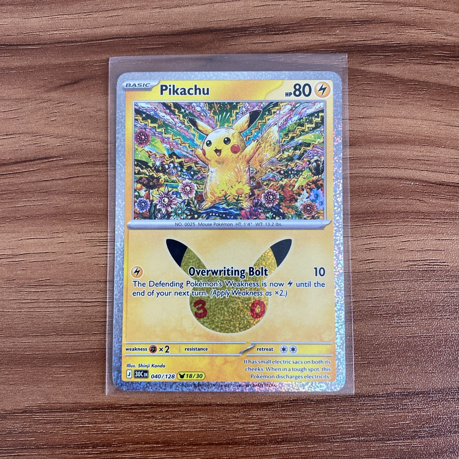 PIKACHU 040/128 HOLO PIKACHU RARE ME: 30TH CELEBRATION POKEMON NM