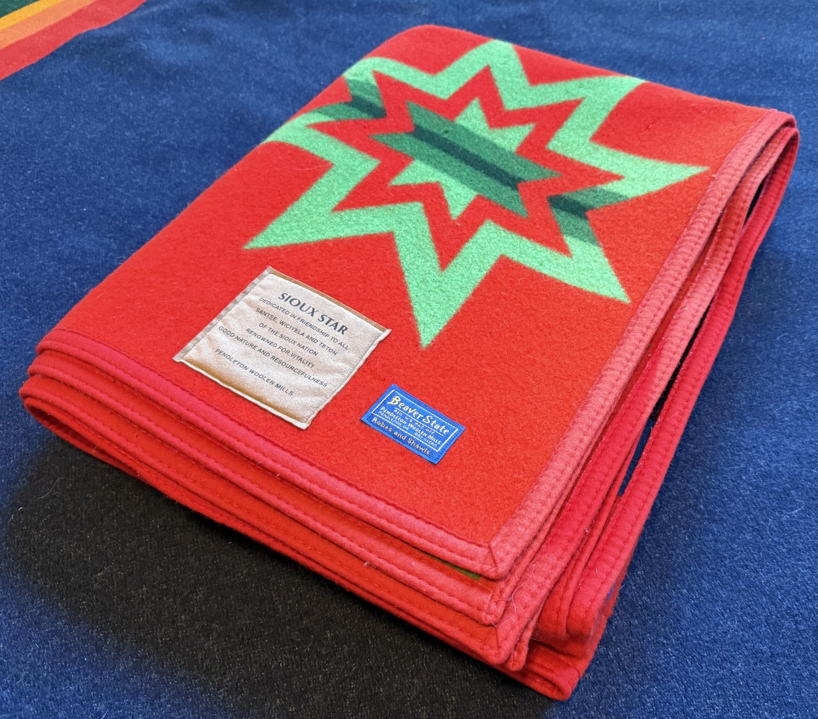 Pendleton Sioux Star Wool Blanket Red Green Limited (PRE-LAWSUIT) 76\