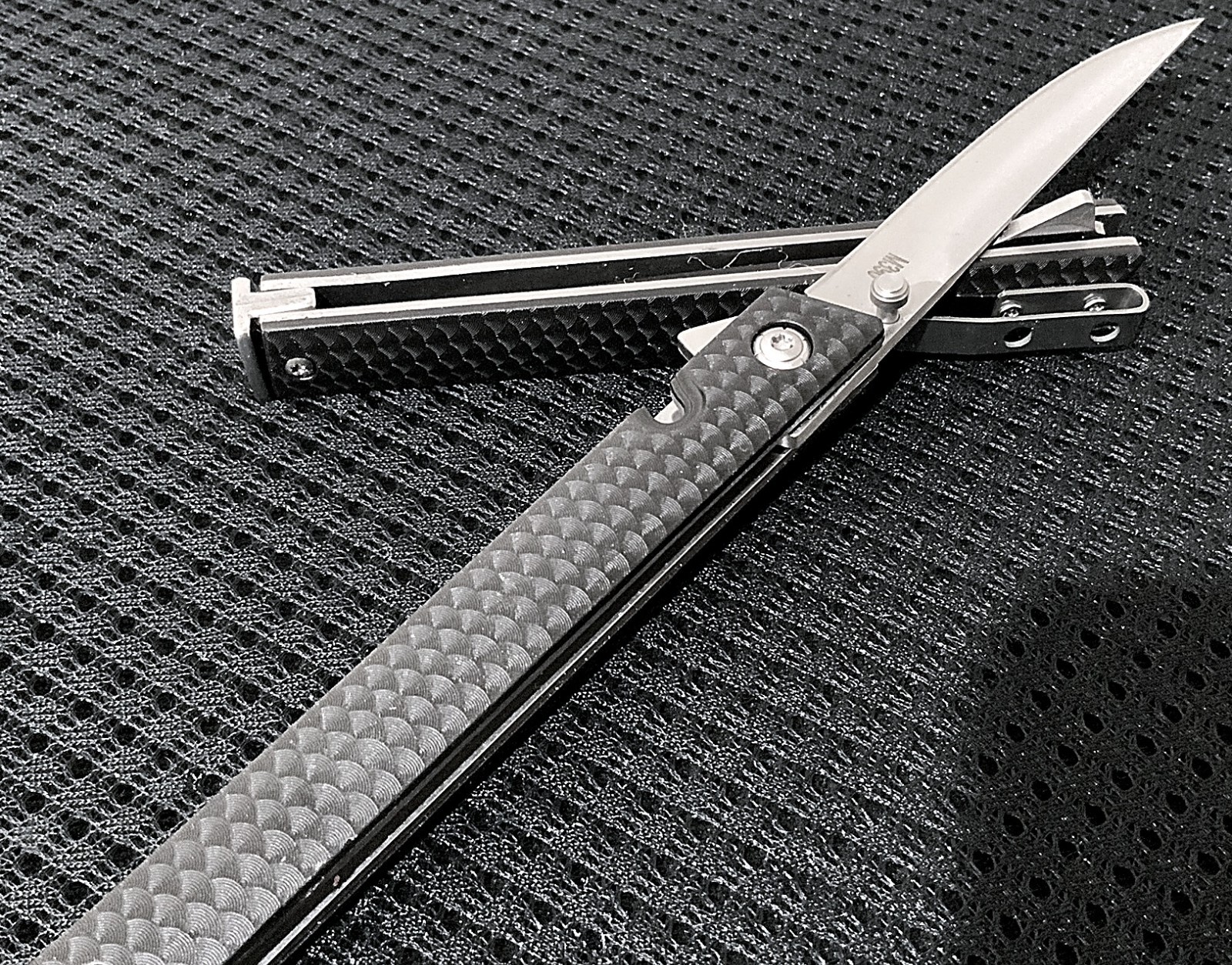 Lot Of Two (2): M390 BLACK Composite Fiber Jack Knives