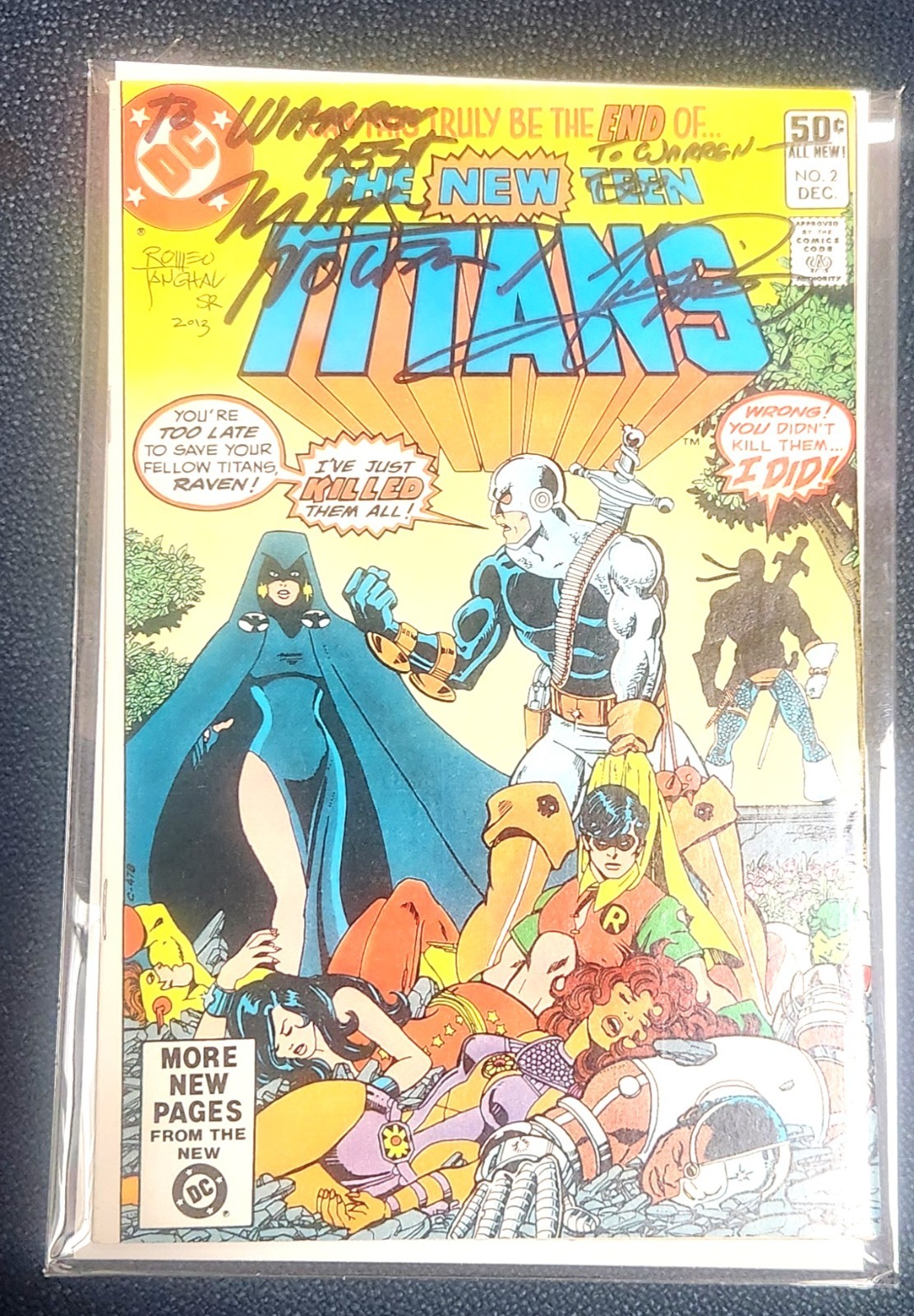 THE NEW TEEN TITANS #2 NM 1980 SIGNED MARV WOLFMAN,GEORGE PEREZ, TANGHAL to Warr