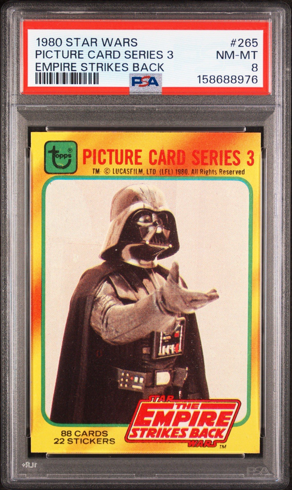 1980 Topps Star Wars Empire Strikes Back S3 Title Card Darth Vader #265 PSA 8