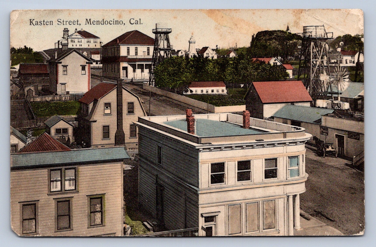 J95/ Mendocino California Postcard c1910 Kasten Street Homes Store 146
