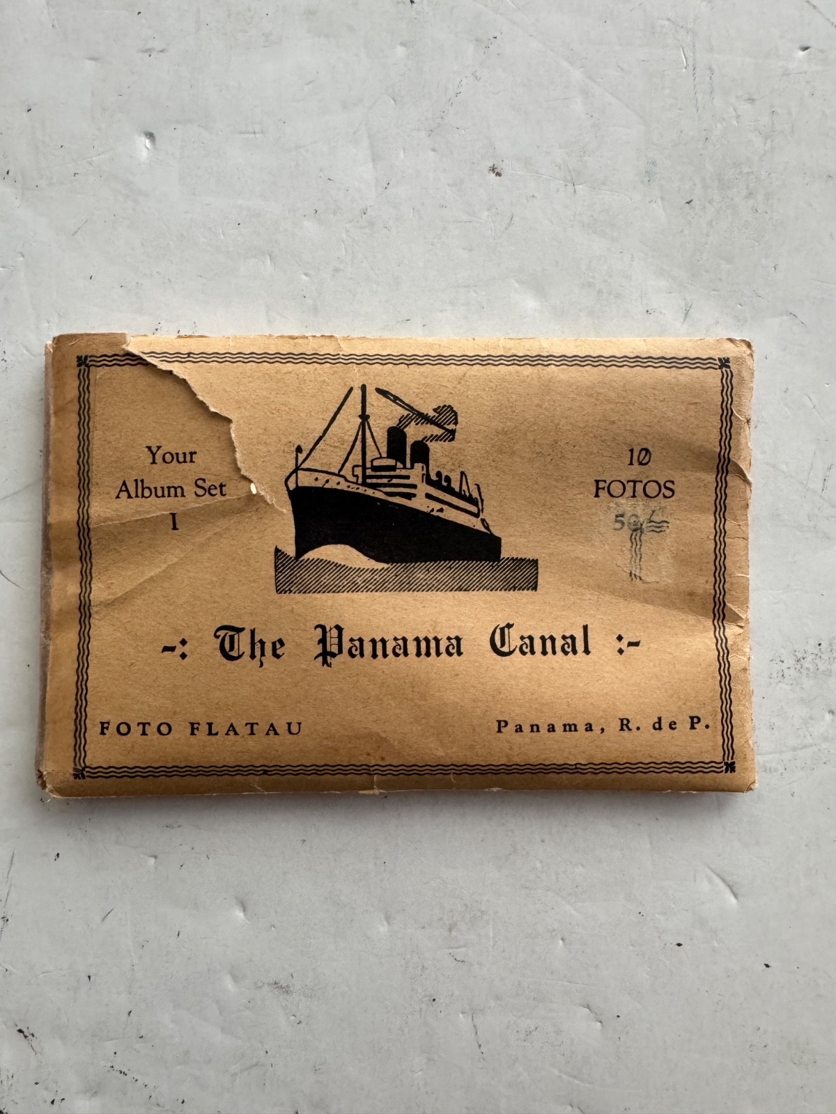 Vintage 1938 Foto Flatau Panama Canal 10 Photo Set USS Ranger Oklahoma Navy Ship