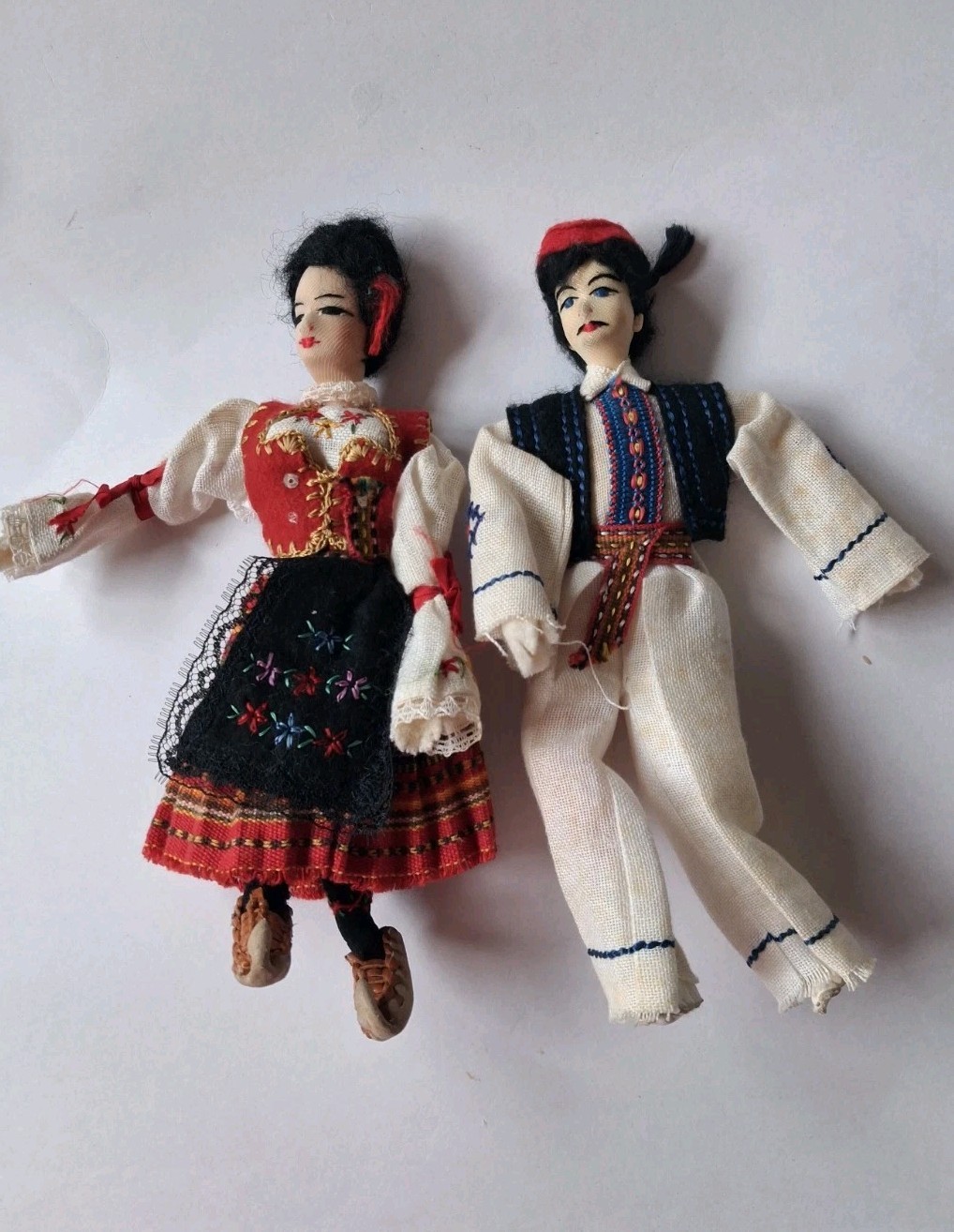 Vintage Serbian Folk Art Dolls Pair Narodna Radinost Yugoslavia 