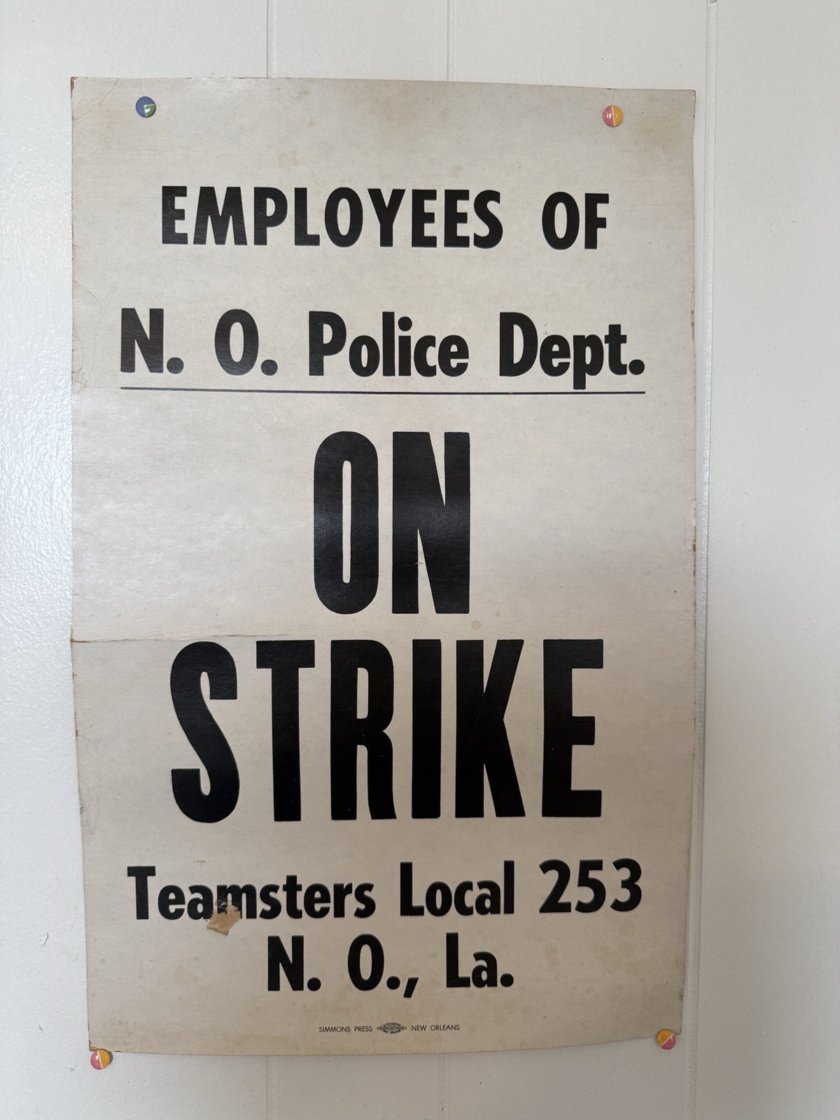 Original 1979 NEW ORLEANS Police Strike Poster TEAMSTERS Local 253 MARDI GRAS