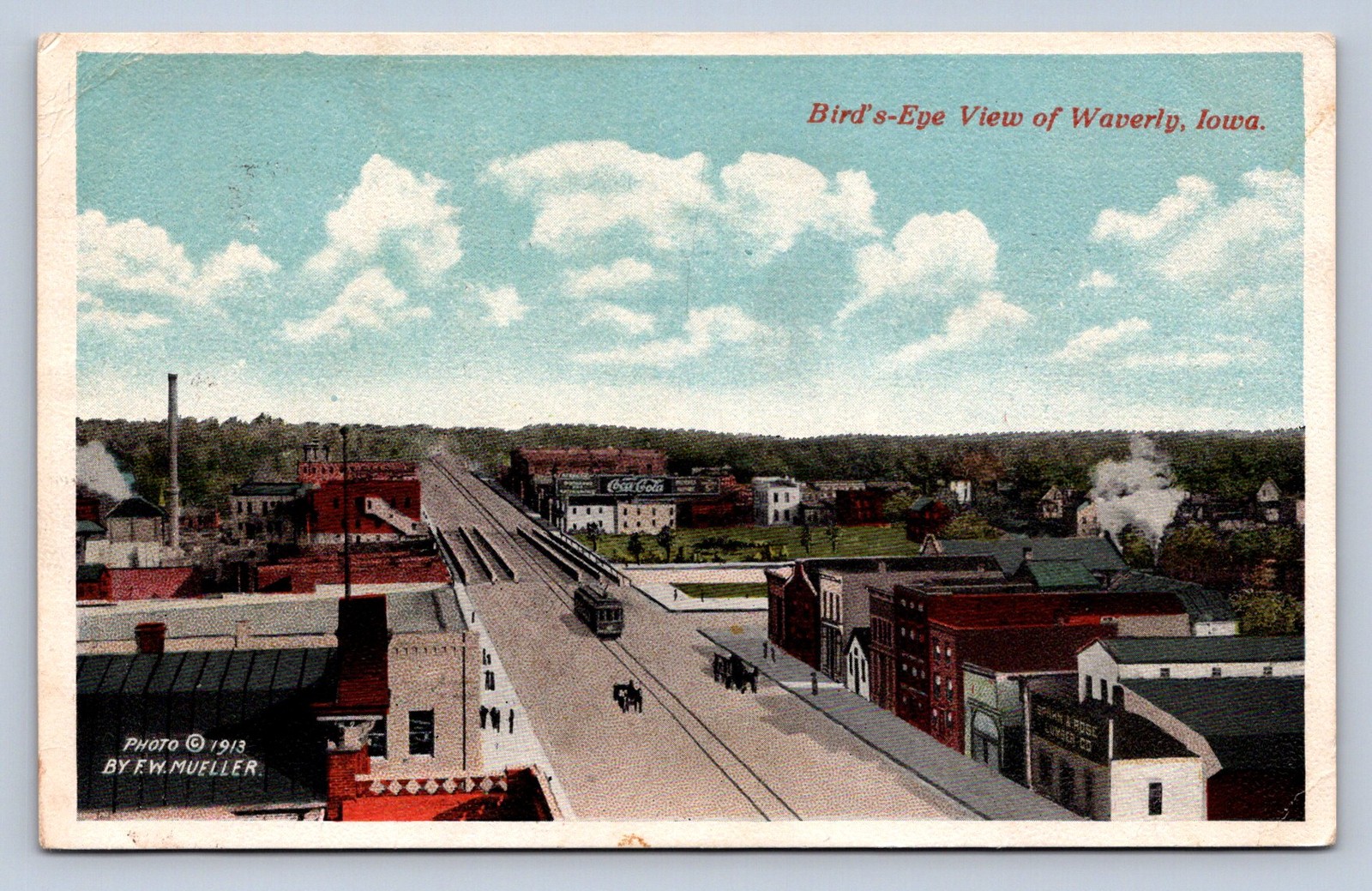 J90/ Waverly Iowa Postcard c1910 Birdseye Stores Homes 611