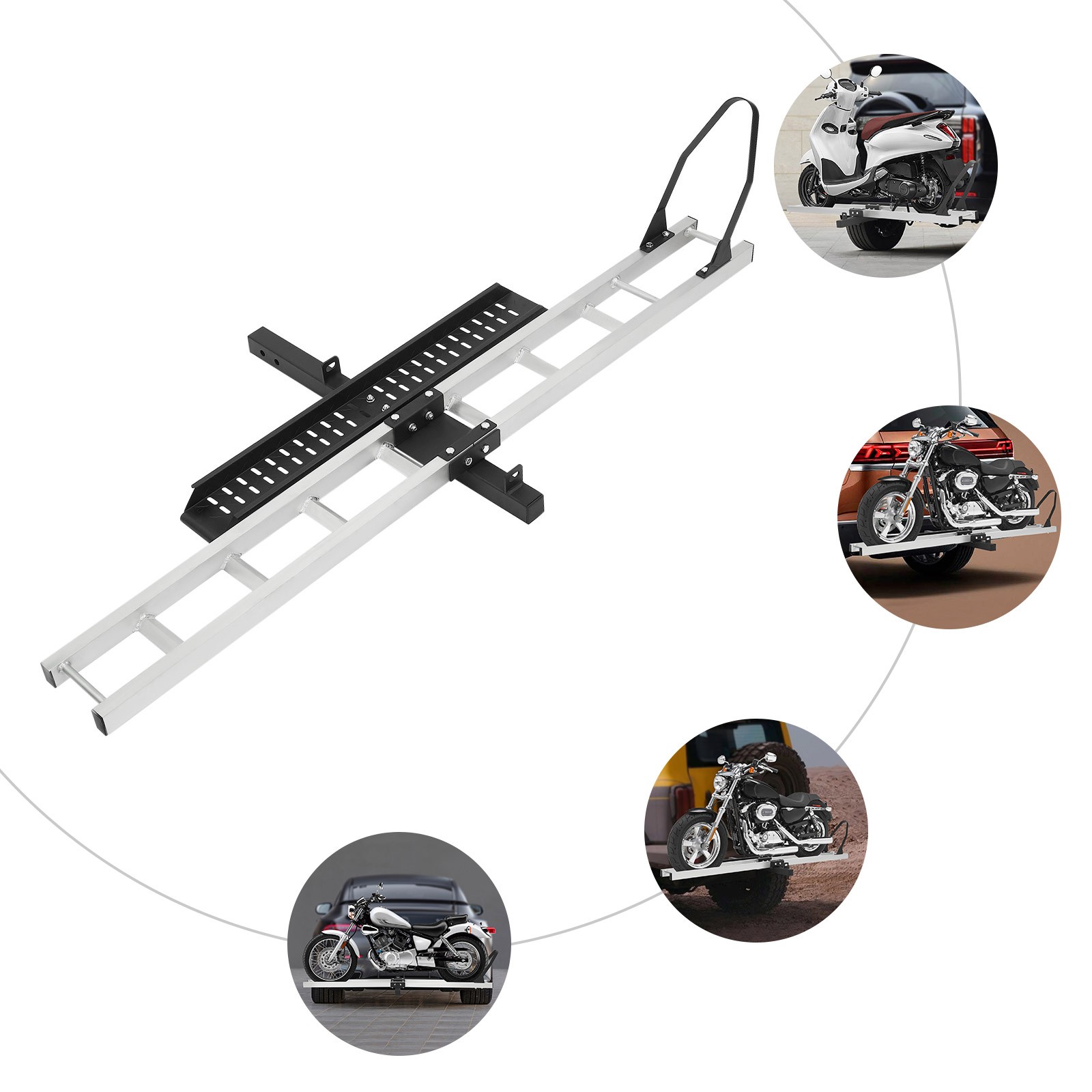 Hitch-Mount Motorcycle Carrier 400 lb Aluminum Steel Dirt Bike Rack