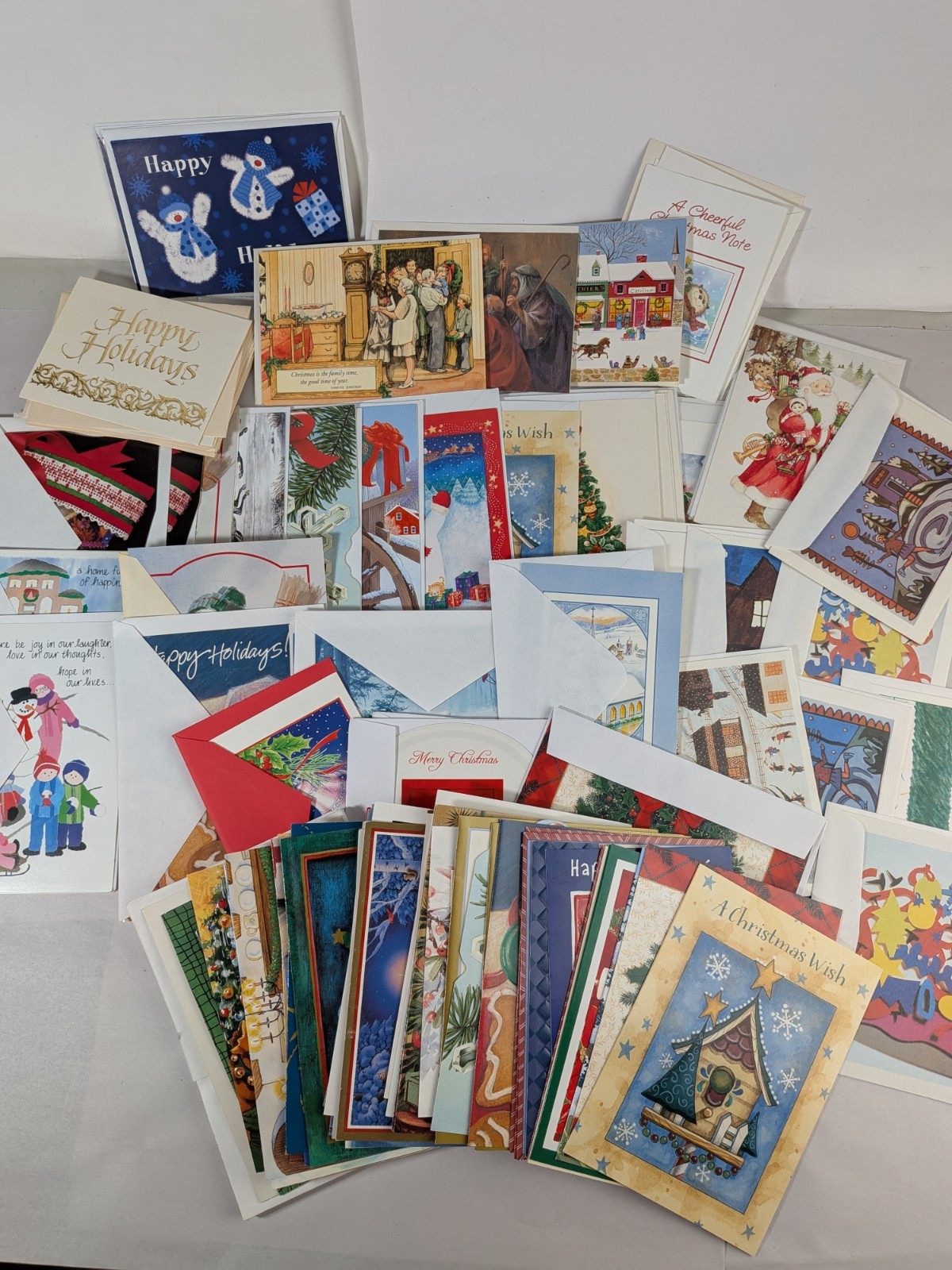 Vintage Christmas Greeting Card Lot 100+ Unused Mix w/ Envelopes Art 80s 90s USA