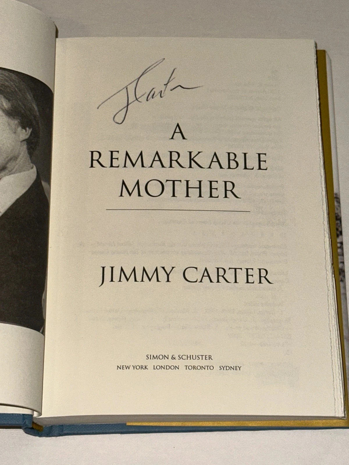 President Jimmy Carter Signed A Remarkable Mother Hardcover Book BAS Beckett Aut