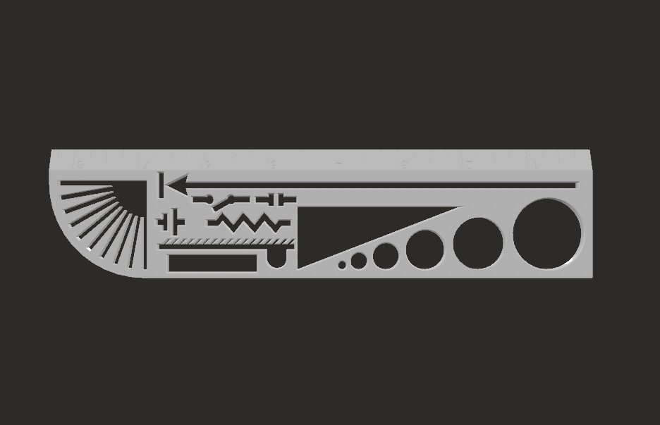 Engineer Stencil Ruler (Drafting / Design / Technical Drawing Template) - Black