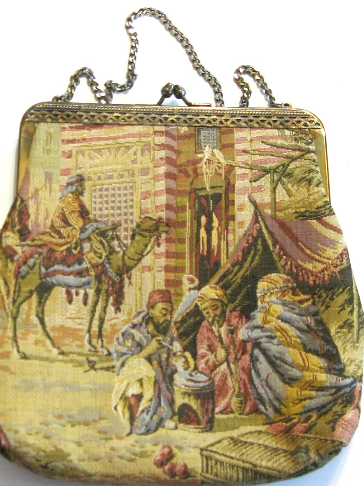 VINTAGE 1950\'s L and M Spot Lite Exotic Ethnic Arabesque Hand Bag Tapestry Purse