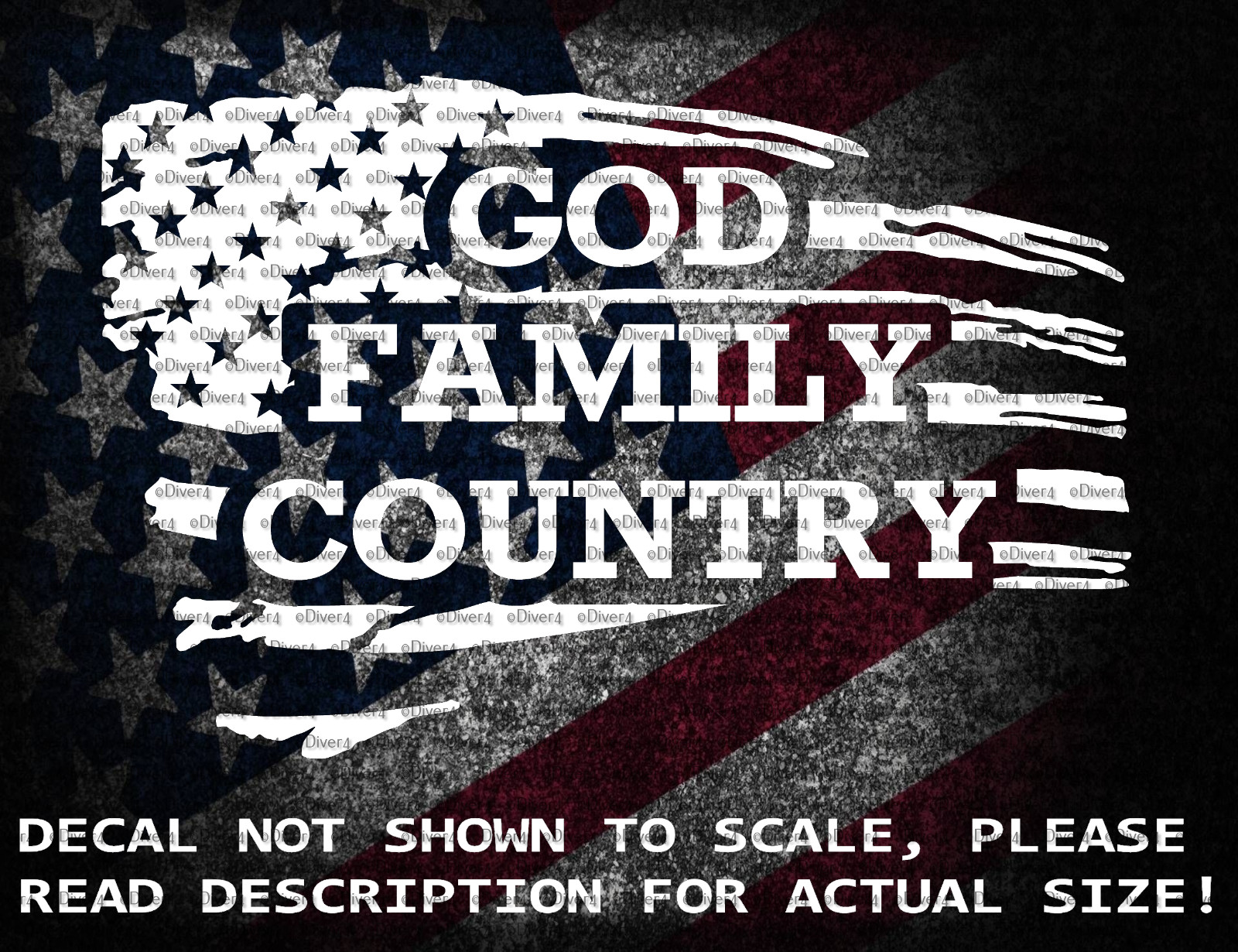 God Family Country in Distressed US Flag Decal US Made US Seller