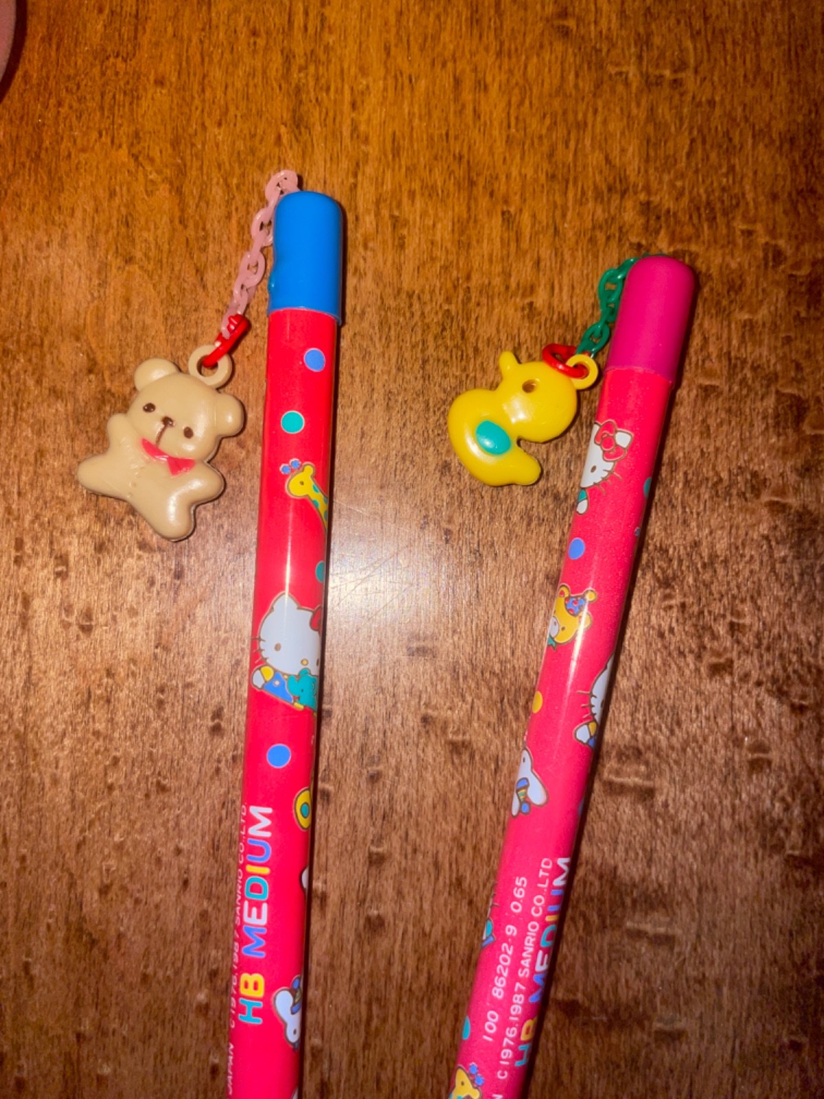 Vintage Sanrio Hello Kitty Rare Dangler Charm Pencil Lot of 2 1987