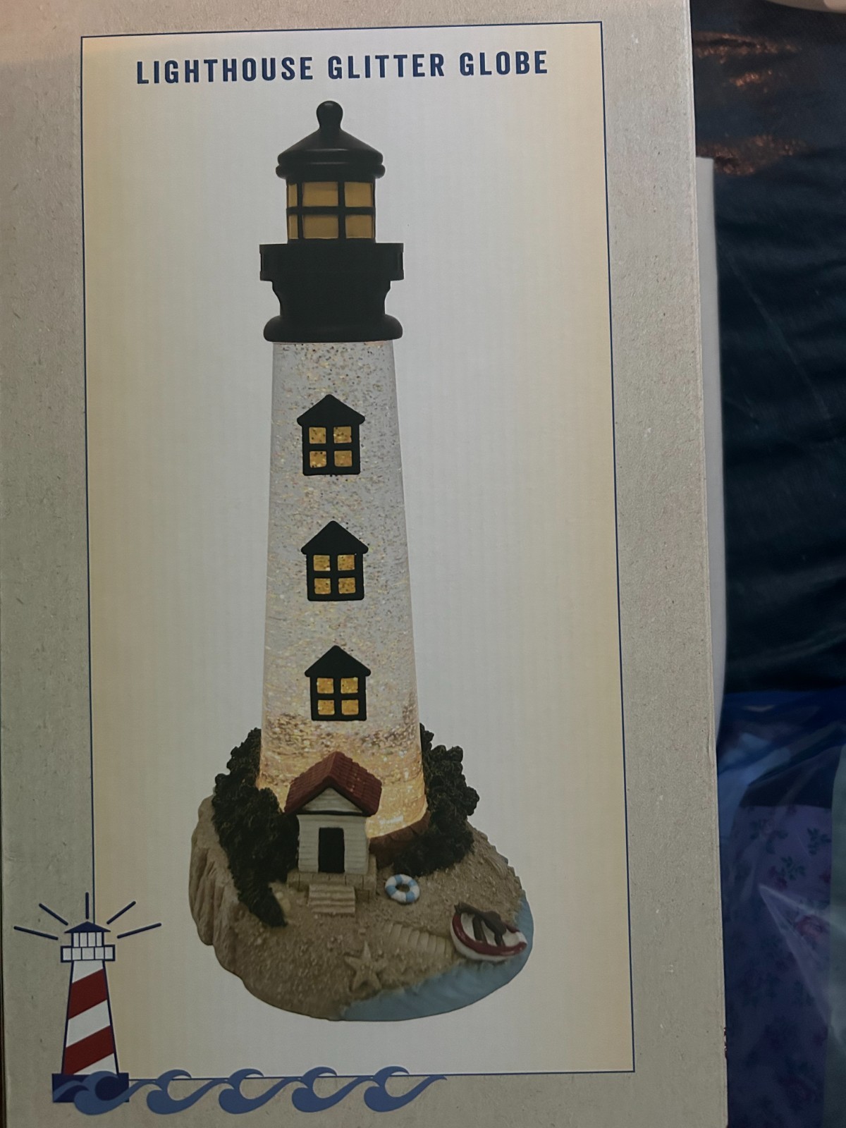 Cracker Barrel Lighthouse Glitter Globe NIB Timer Battery Operated 14.5”