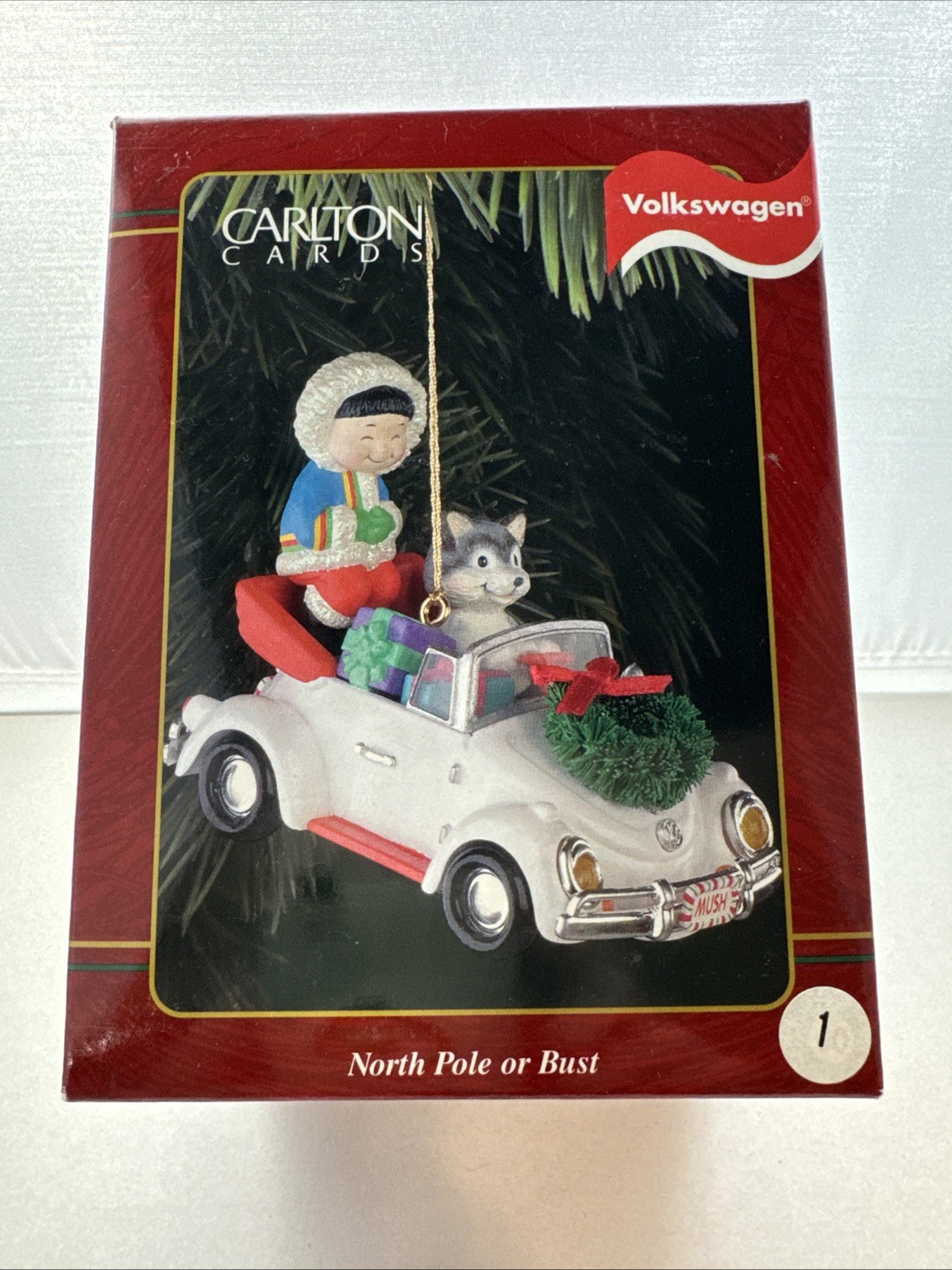 Carlton Cards Christmas Ornament-North Pole Or Bust - Volkswagen Beetle. New