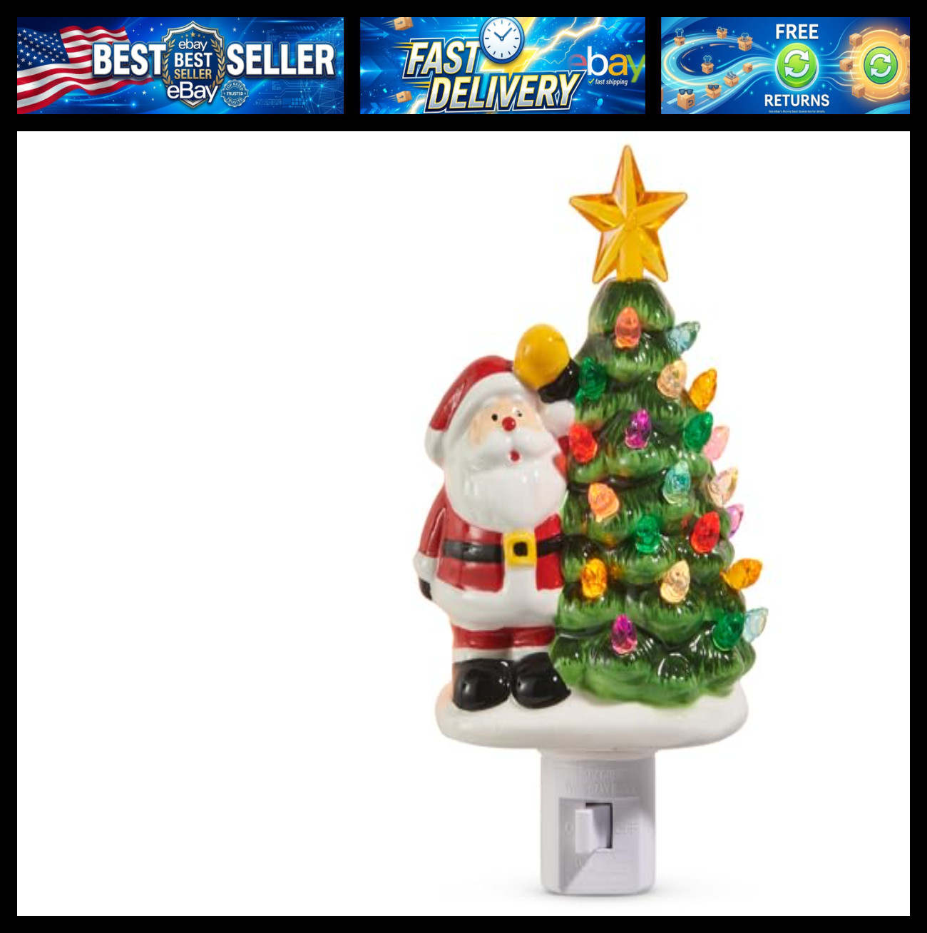 RAZ Imports Santa with Tree Night Light, 6.5-Inch, Multicolor