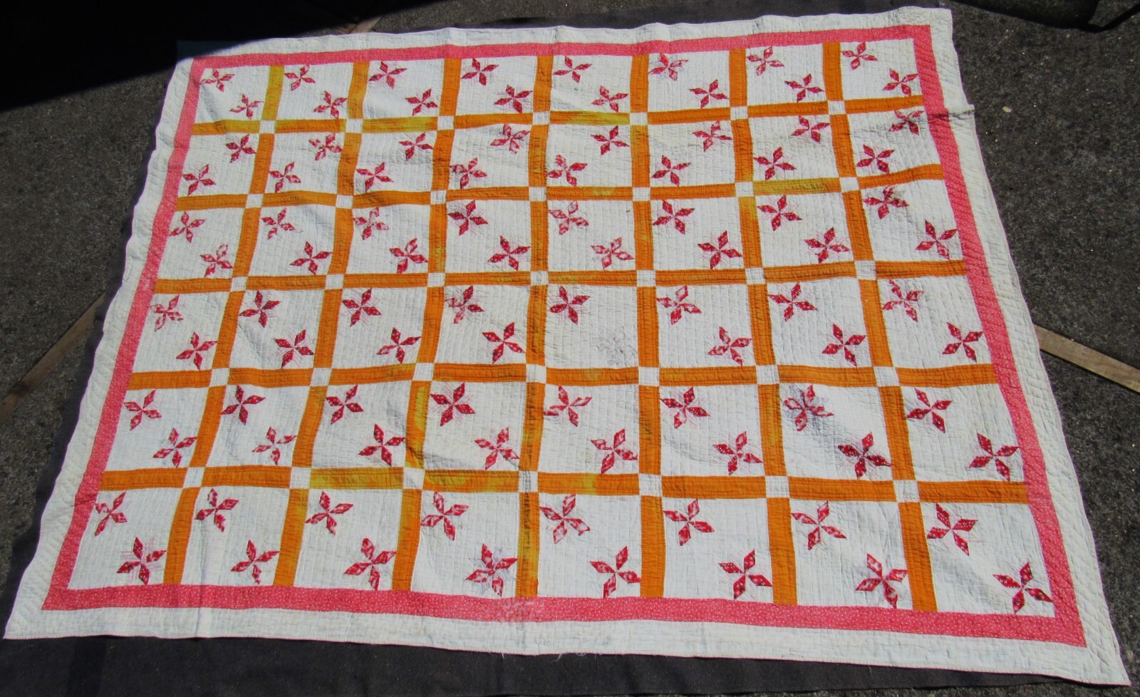 Antique 1800s Hand Stitched American Quilt 59\