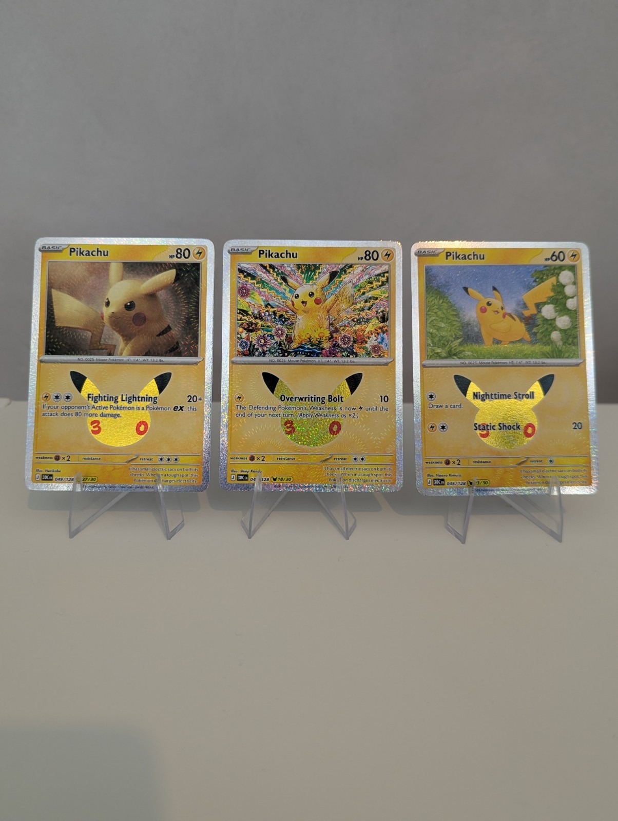 Pokemon TCG Pikachu 040/128 049/128 045/128 30th Celebration Holo English 