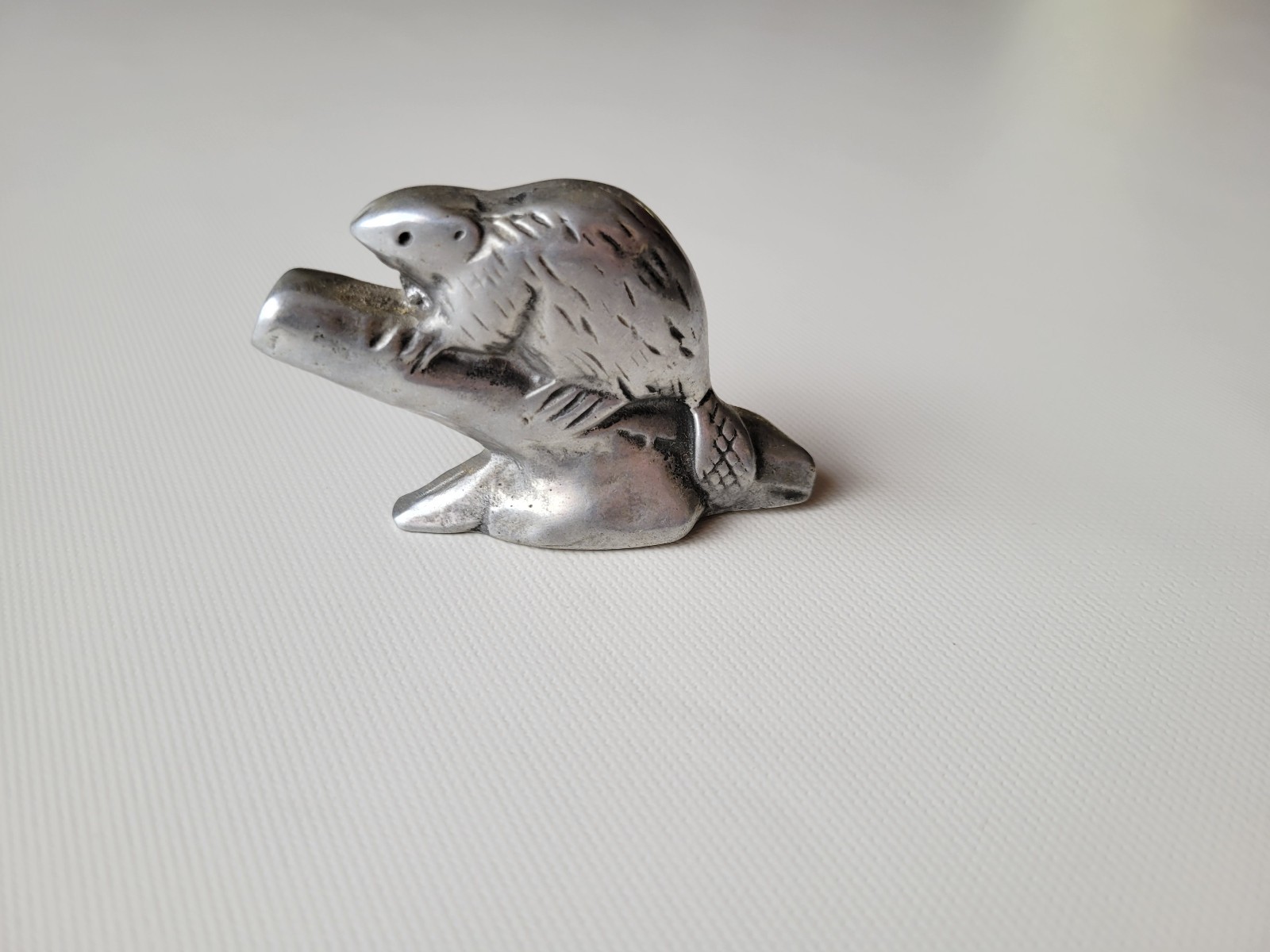 Canadian Art Hoselton Aluminum 3” Beaver Figurine Signed. Made In Canada. #131