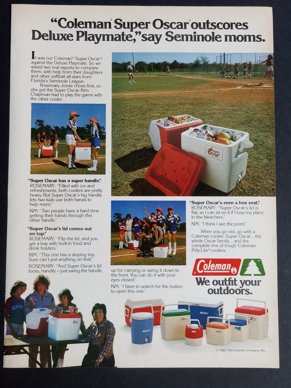 Coleman Super Oscar Cooler Magazine Ad 1983 Outdoors Family