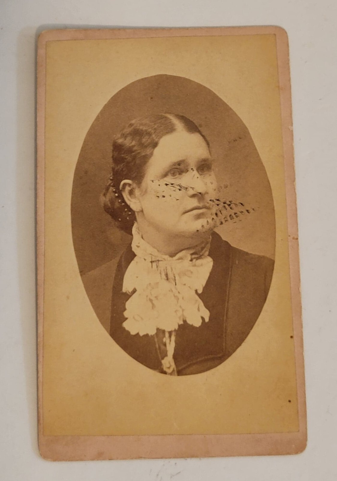 Waverly Iowa~Leo Kahn Artistic Photography~Old Woman ~Carte de Visite~c1875 CDV