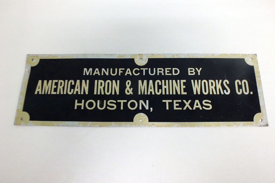 Vtg 1940s American Iron & Machine Works Co Houston Texas Tx Tin Sign Advertising