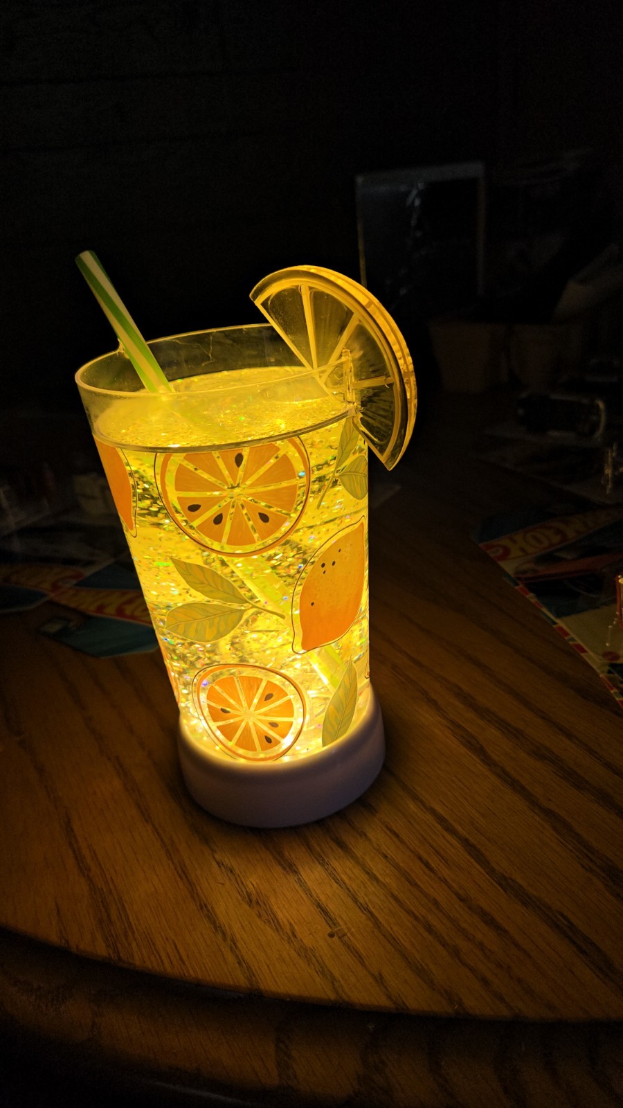 Cracker Barrel lemonade glitter globe-led lighting- opened for photos only.