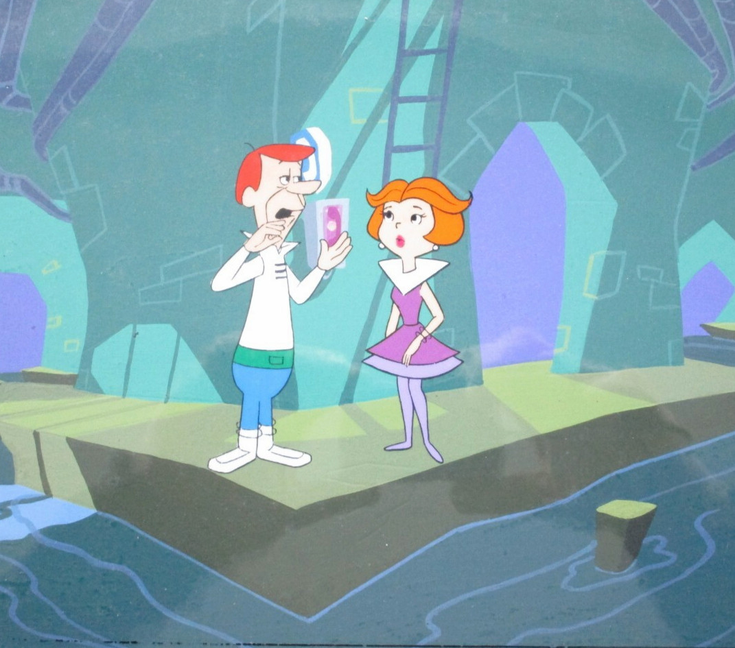 1985 JETSONS PRODUCTION BACKGROUND + CEL HANNA-BARBERA drawing space future