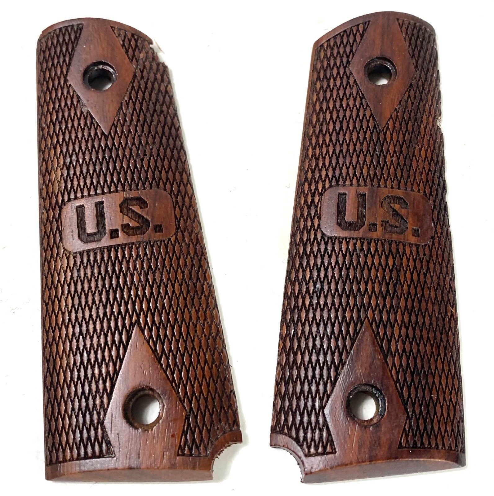 WWII WWI US ARMY COLT M1911 M1911A1 .45 WOODEN PISTOL GRIPS- 