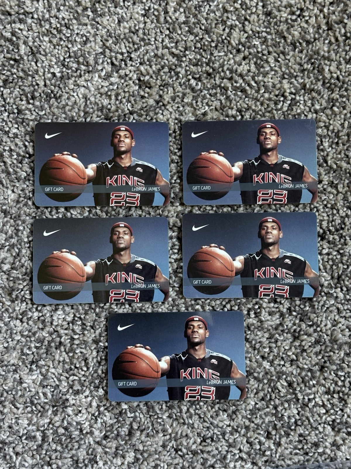 Nike LeBron James Rookie Year 2003 King Gift Card Lot of 5 Rare Collectible