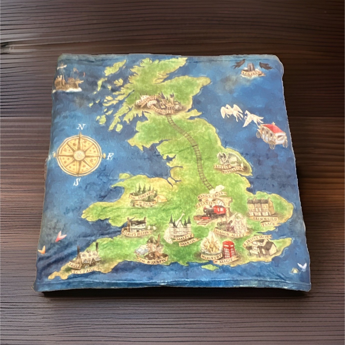 LitJoy Crate Harry Potter Fantasy Flannel Map Design Blanket Throw 40x40