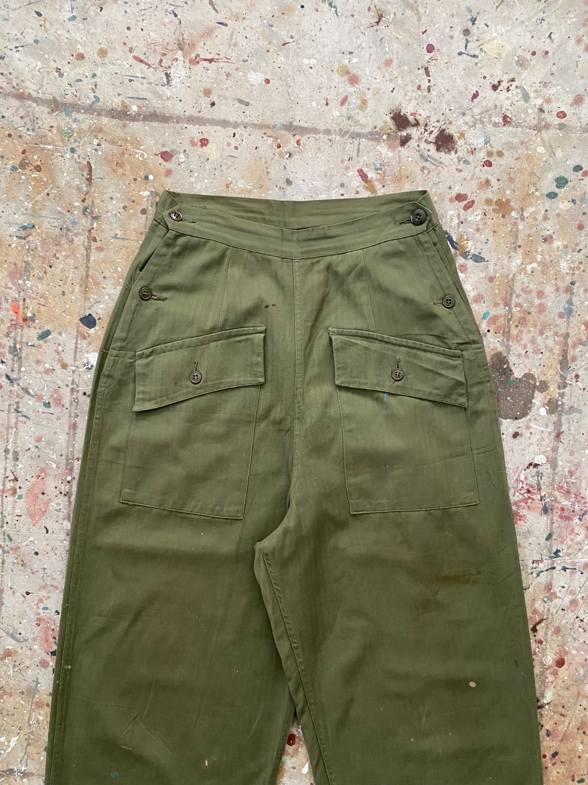 True Vintage HBT WWII Nurse Pants Herringbone Twill Military USMC