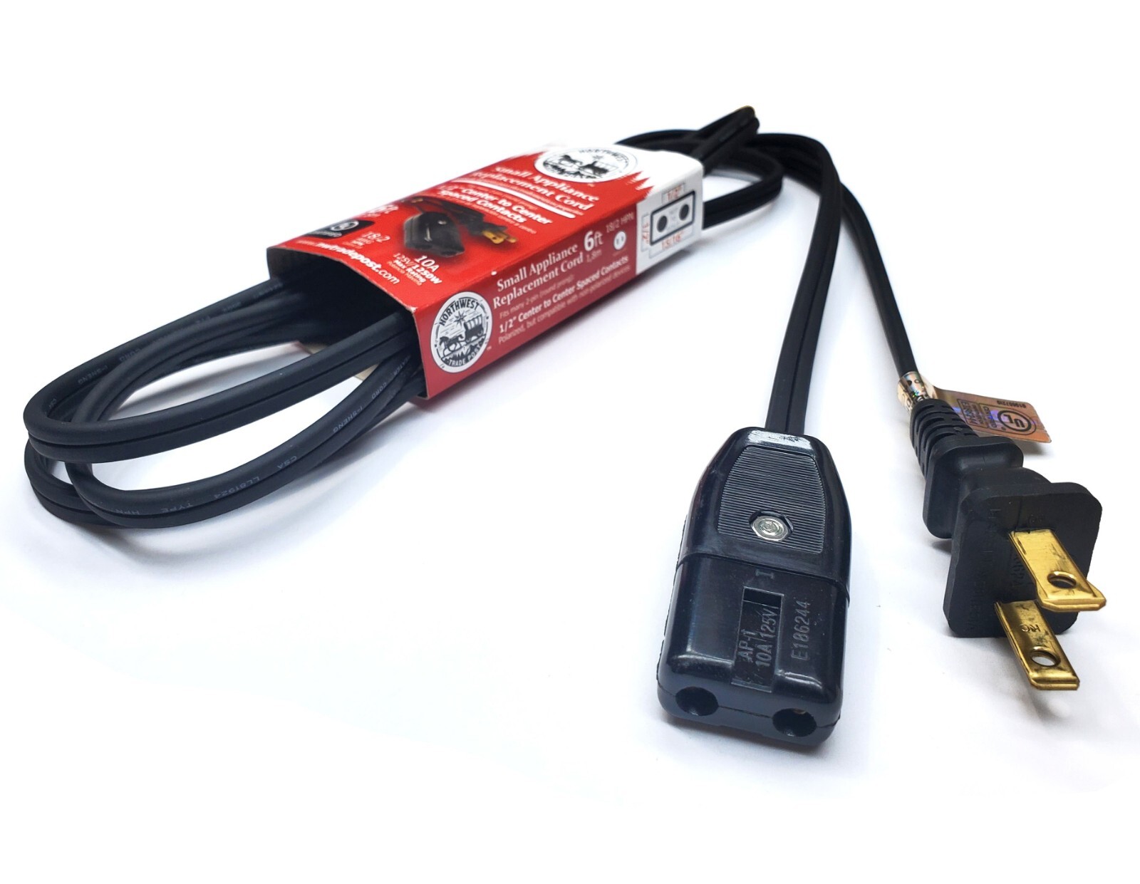 Replacement 6ft Power Cord for Vintage Small Appliance - 2 Round Pin 1/2