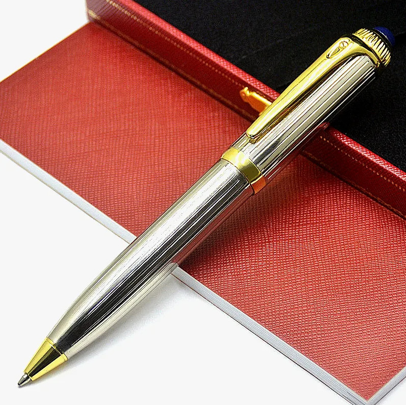 Cartier Silver Gold Ballpoint Pen Luxury Writing Gift New In Box 2025 Authentic