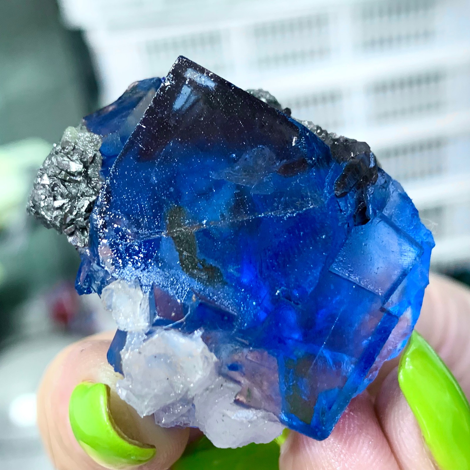 43G Natural Crystal Rare transparent blue cubic fluorite sample/China