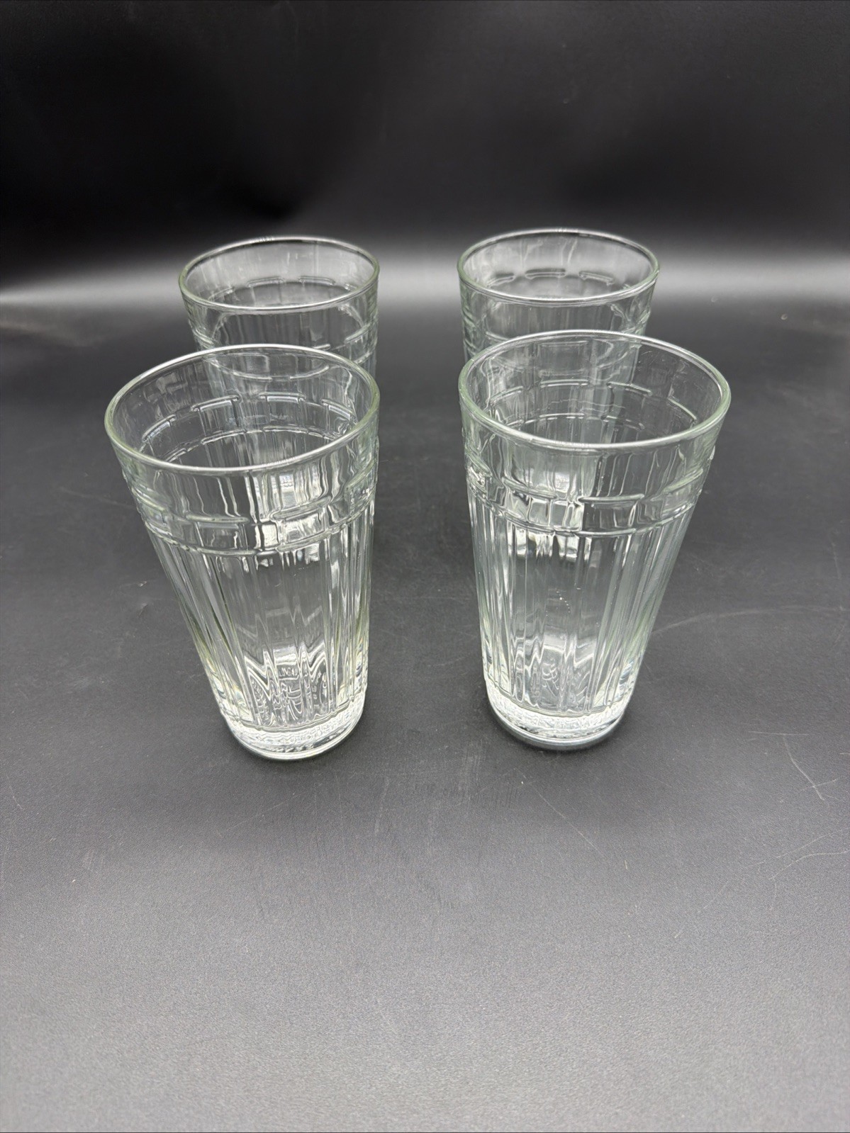 4 Longaberger “Woven Traditions” Clear 6” Tumblers