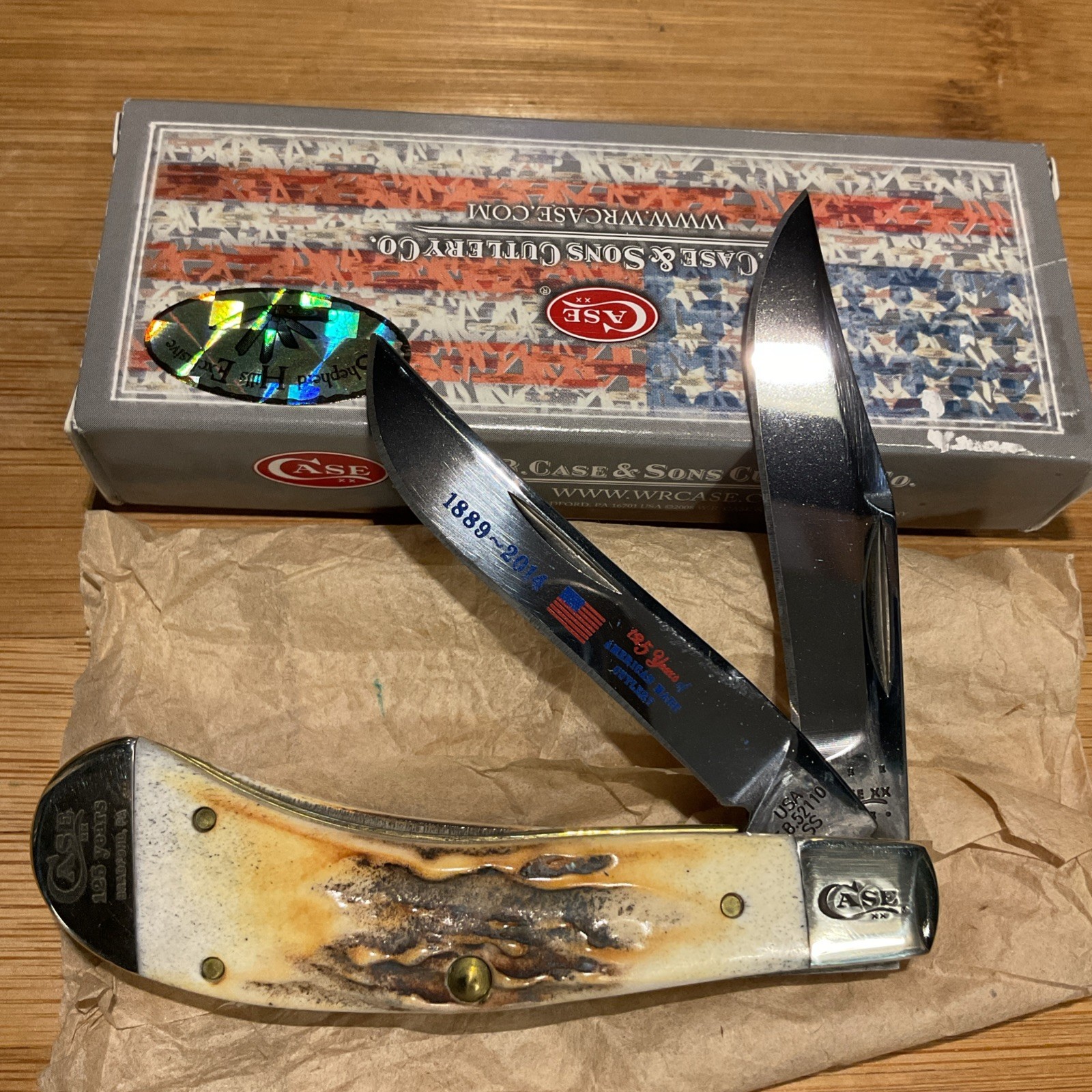 Rare 2014 Case XX TB52110 SS Stag Saddle-horn  125 Anniversary  MIB NR