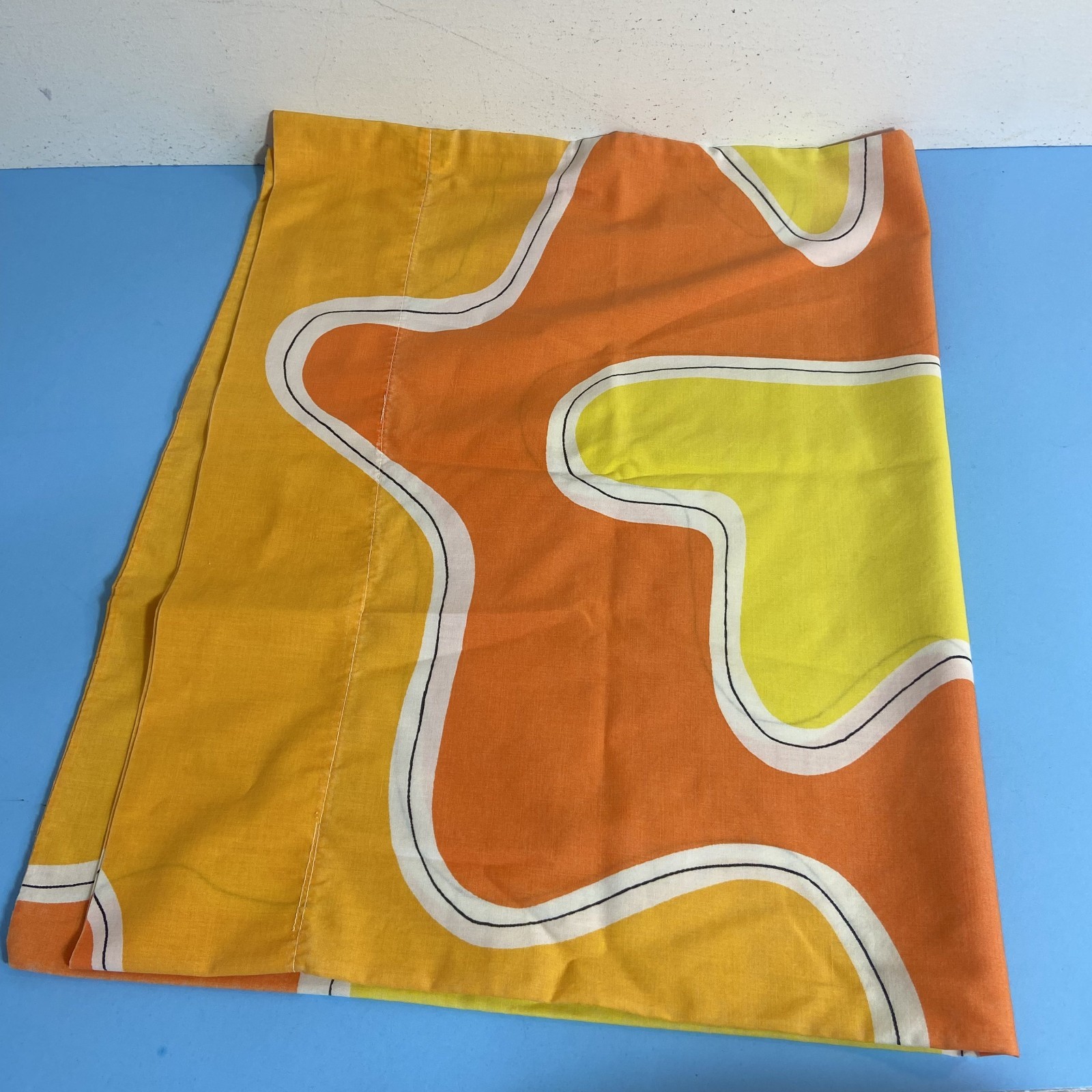 Vtg JC Penneys Fashion Manor Orange Yellow Geometric Hippy Pillowcase MCM